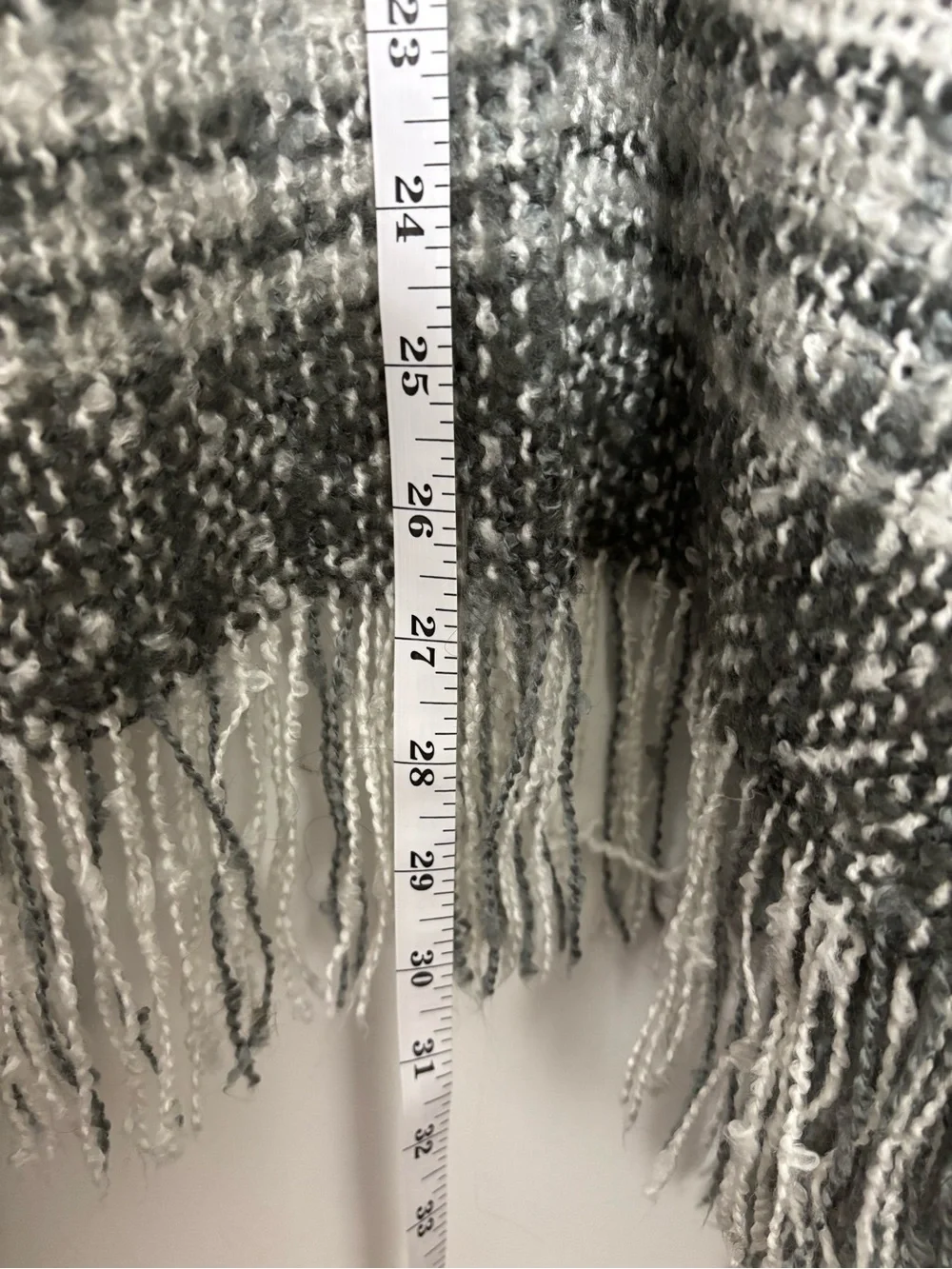 Saks Fifth Avenue Plaid Fringe Throw in Gray, White & Tan